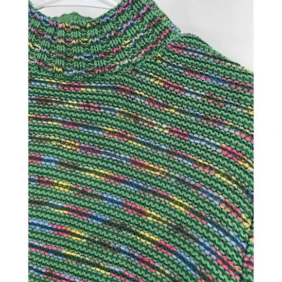 St. John Sport Size Medium Mock Neck Sweater Rainbow Stripe Women's Wool Blend - Picture 16 of 16